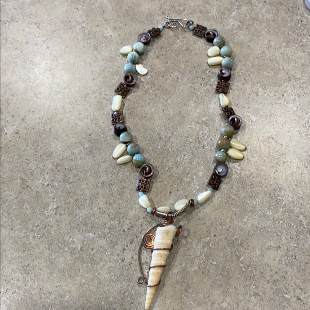 Handmade necklace  semi precious stones, seashells